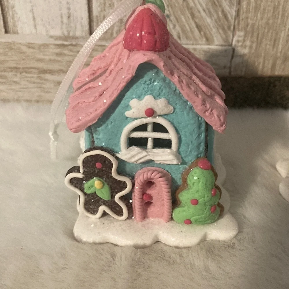 Pastel Gingerbread House Christmas Ornaments